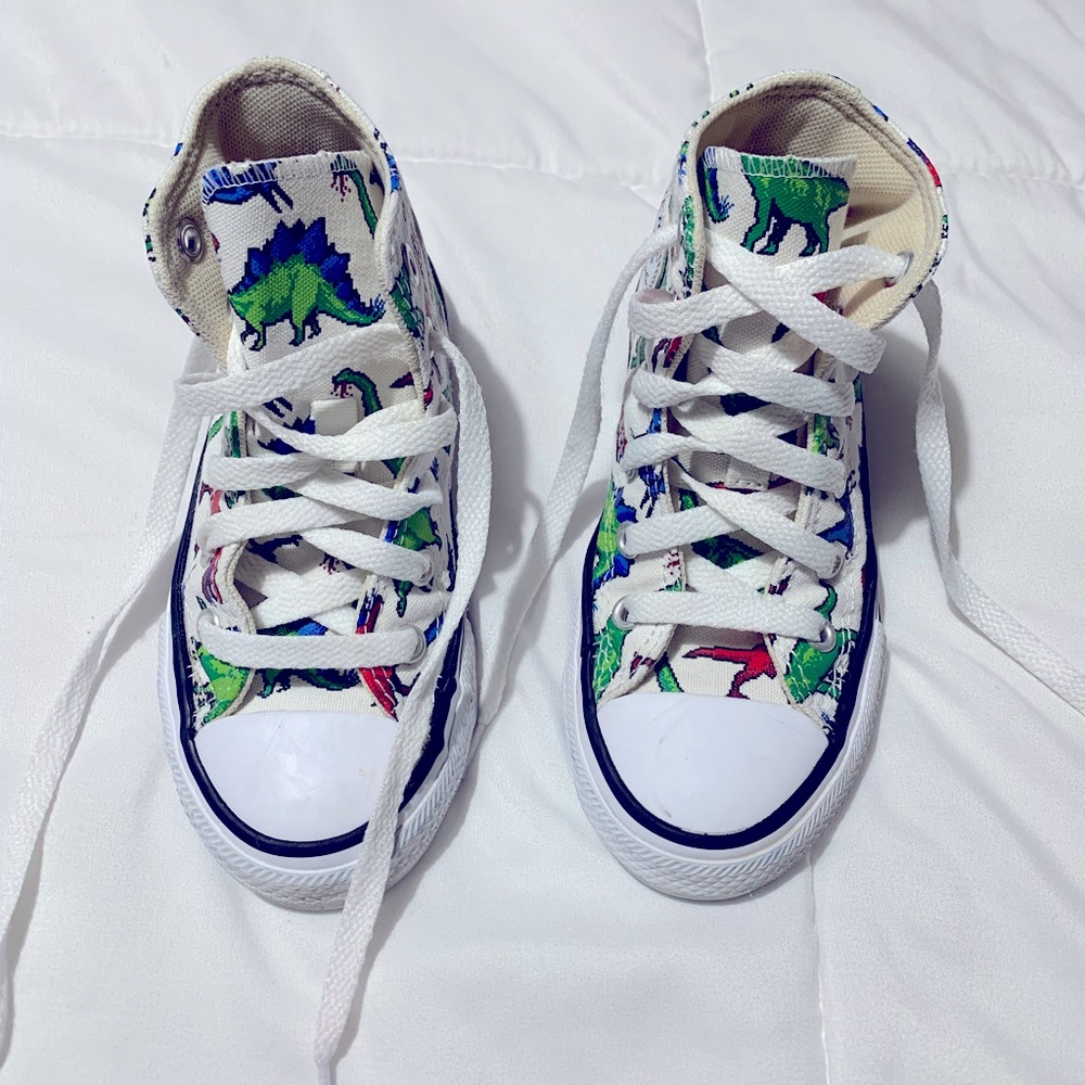 Pixelated Dino high top converse
